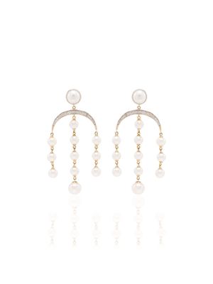 Mateo 14Kt gold pearl and diamond earrings - WHITE YELLOW GOLD