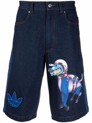 adidas x Kerwin Frost logo-patch denim shorts - Blue