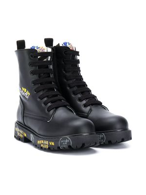 Premiata Kids lace-up cargo boots - Black