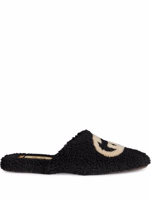 Gucci Interlocking-G textured slippers - Black