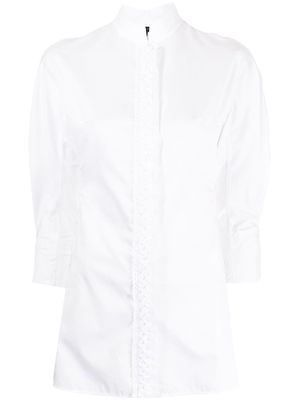 SHIATZY CHEN band collar cotton shirt - White