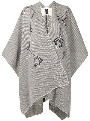 VOZ double V-neck merino shawl - Grey