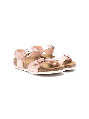 Birkenstock Kids metallic-effect leather sandals - Pink