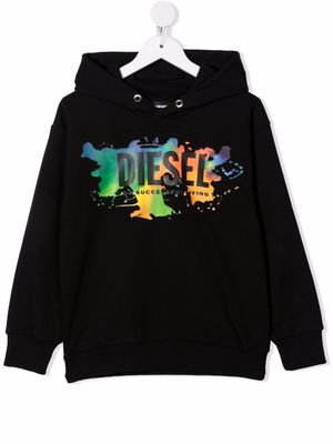 Diesel Kids logo-print hoodie - Black