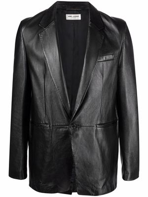 Saint Laurent single-breasted leather blazer - Black