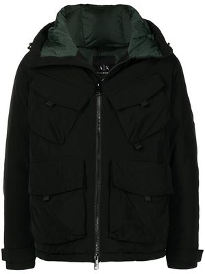 Armani Exchange pocket-detail zip-up hooded jacket - Black