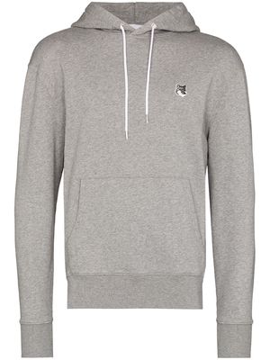 Maison Kitsuné fox-patch cotton hoodie - Grey