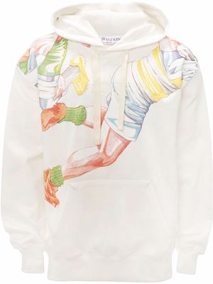 JW Anderson Rugby-print cotton hoodie - White