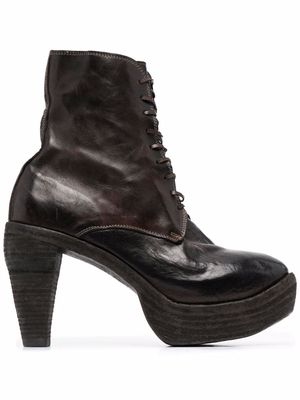 Guidi tapered-heel lace-up ankle boots - Black