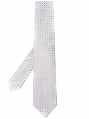 D4.0 embroidered-design silk tie - Grey