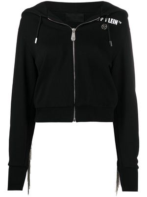 Philipp Plein fringe detail hoodie - Black