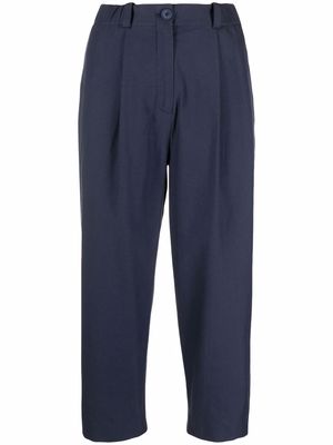 Kenzo elasticated-waist cropped trousers - Blue