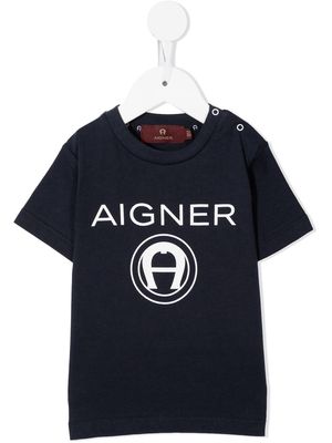 Aigner Kids logo print t-shirt - Blue
