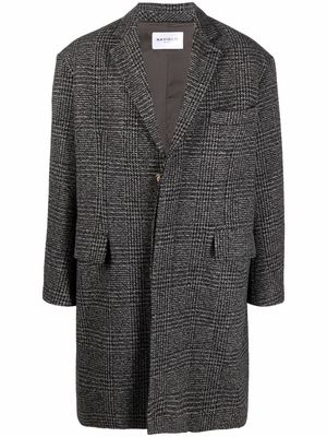 NAVIGLIO MILANO check-print wool-blend single-breasted coat - Black