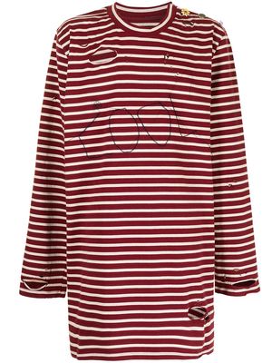 COOL T.M distressed striped long T-shirt - Red