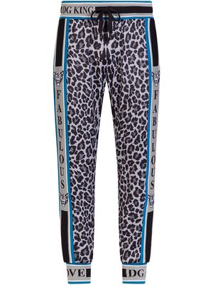 Dolce & Gabbana leopard print slogan track pants - Brown