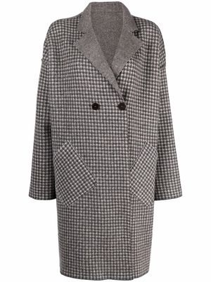 LUNARIA CASHMERE checked double-breasted cashmere coat - Grey