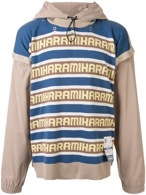 Maison Mihara Yasuhiro layered logo knit hoodie - Brown