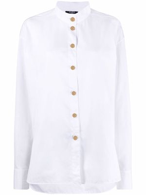 Balmain collarless button-up shirt - White