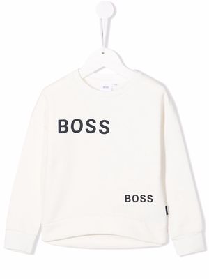 BOSS Kidswear logo-print fleece sweatshirt - White