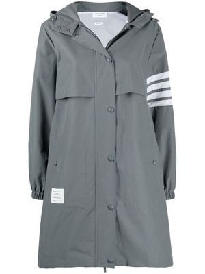 Thom Browne 4-Bar Stripe hooded raincoat - Grey