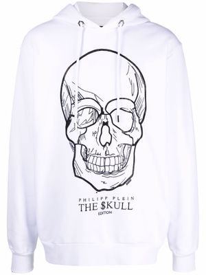 Philipp Plein crystal-skull pullover hoodie - White