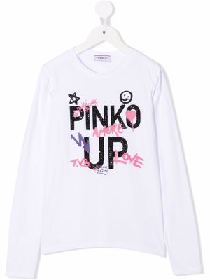 Pinko Kids graphic-print cotton T-shirt - White