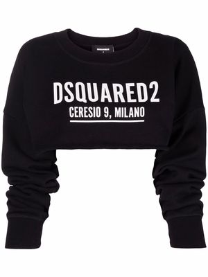 Dsquared2 logo-print cropped sweatshirt - Black