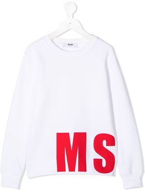 MSGM Kids logo cotton sweatshirt - White