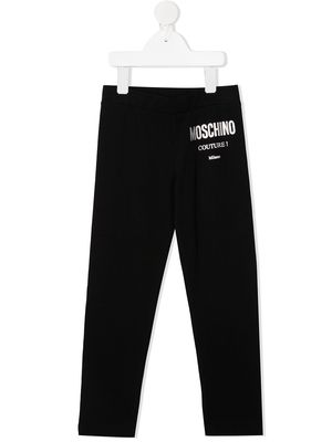 Moschino Kids metallic logo print leggings - Black
