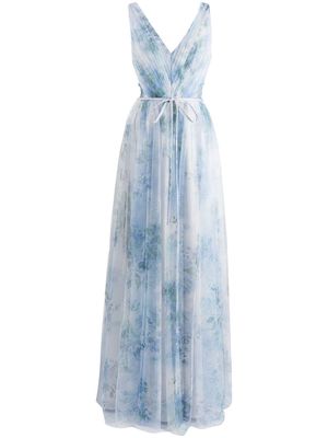 Marchesa Notte Bridesmaids Sora floral-print tulle dress - Blue