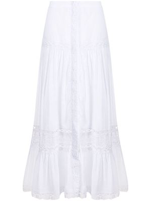 Charo Ruiz Ibiza lace-trimmed poplin skirt - White