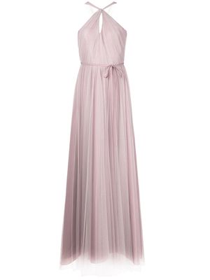 Marchesa Notte Bridesmaids gathered-tulle halter-neck gown - Purple