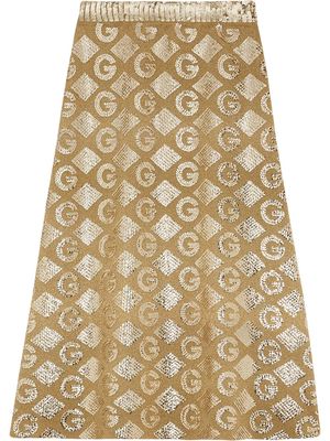 Gucci lamé G rhombi jacquard skirt - Gold