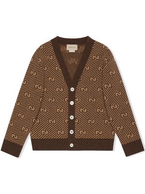 Gucci Kids GG stripe wool cardigan - Brown
