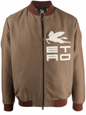 ETRO logo-print check bomber jacket - Neutrals
