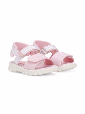 Dolce & Gabbana Kids embroidered-logo touch-strap sandals - Pink