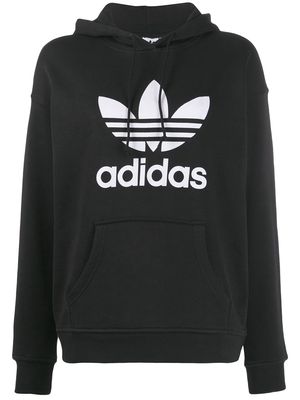 adidas Trefoil logo print hoodie - Black