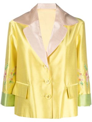 A.N.G.E.L.O. Vintage Cult 1990s floral embroidery single-breasted jacket - Yellow