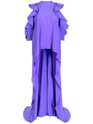 Azzi & Osta ruffle-trimmed cape blouse - Purple