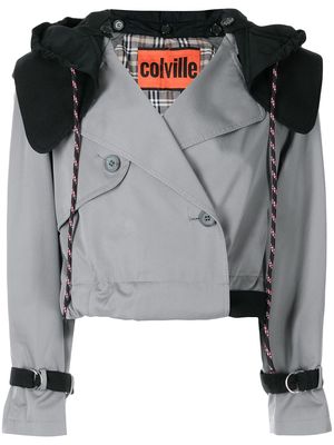 colville up-cycled trench cropped jacket - Grey