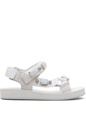 Car Shoe crystal-embellished sandals - White