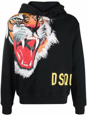 Dsquared2 tiger-print cotton hoodie - Black