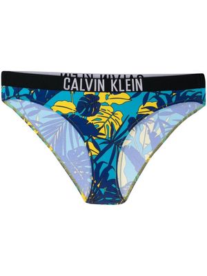 Calvin Klein tropical-print bikini bottoms - Blue