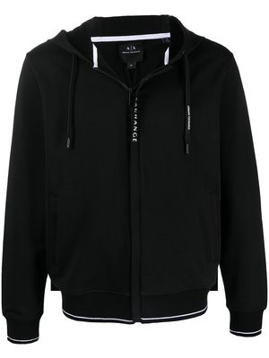 Armani Exchange logo-print zip-up hoodie - Black