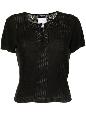 Chanel Pre-Owned 2002 cut-out detailing knitted blouse - Black