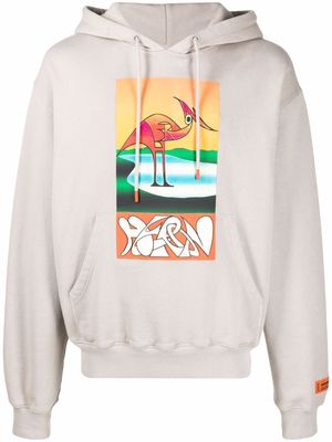 Heron Preston abstract Heron-print hoodie - Grey