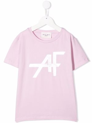 Alberta Ferretti Kids metallic-logo print T-shirt - Pink