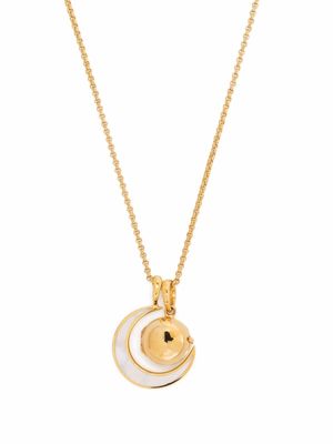 Dinny Hall My World small orb locket & moon charm pendant necklace - Gold