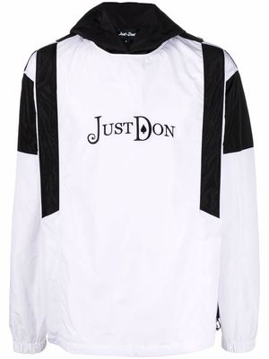 Just Don logo-embroidered two-tone hoodie - White